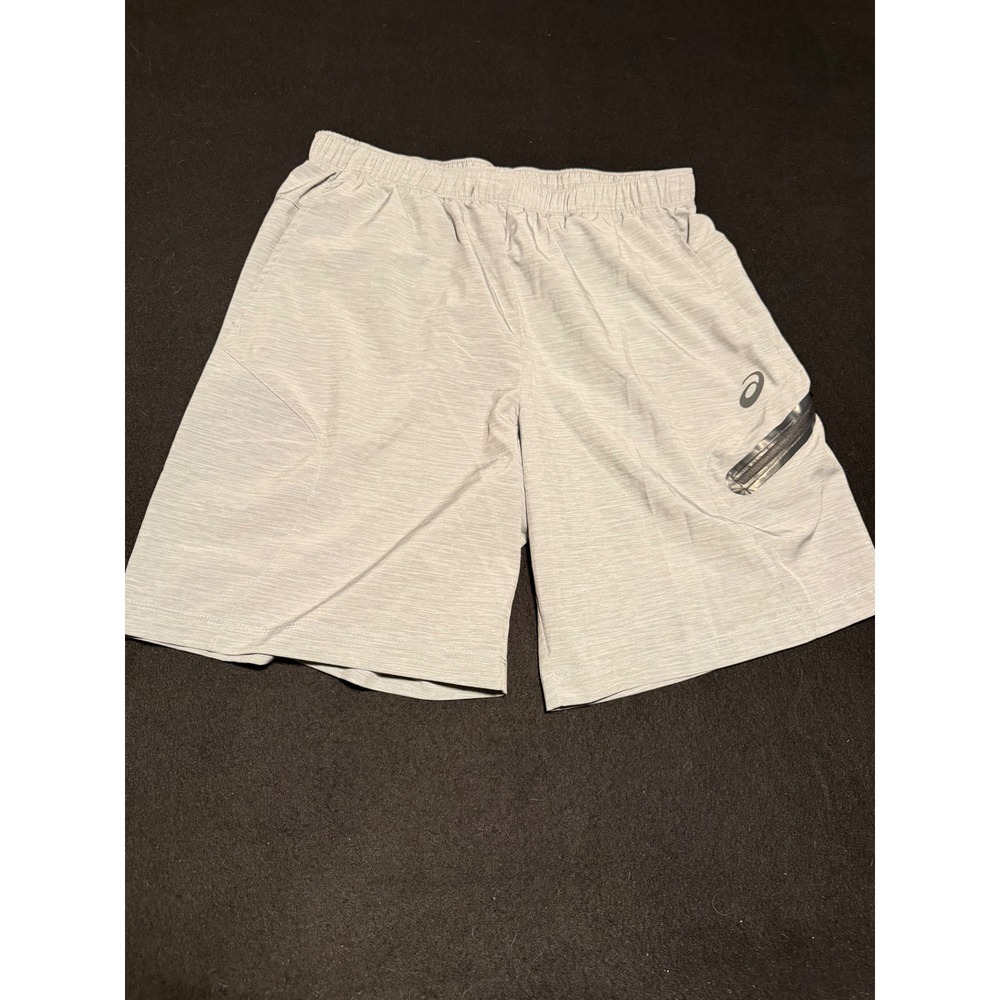 Asics Mens Athletic Running Gym Shorts Gray Heather Elastic Waist Size Medium